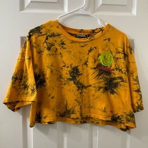 🧡 Zumiez Vitriol Cropped Tie-dye T-Shirt - Mustard Yellow Women’s Large